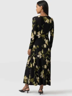 Maggie Wrap Midi Dress - Green Aurora