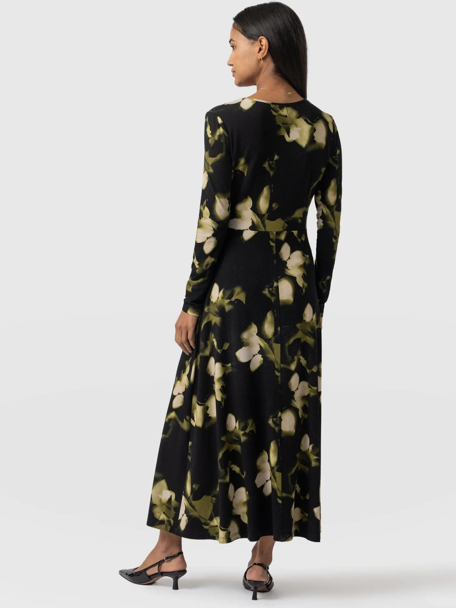 Maggie Wrap Midi Dress - Green Aurora