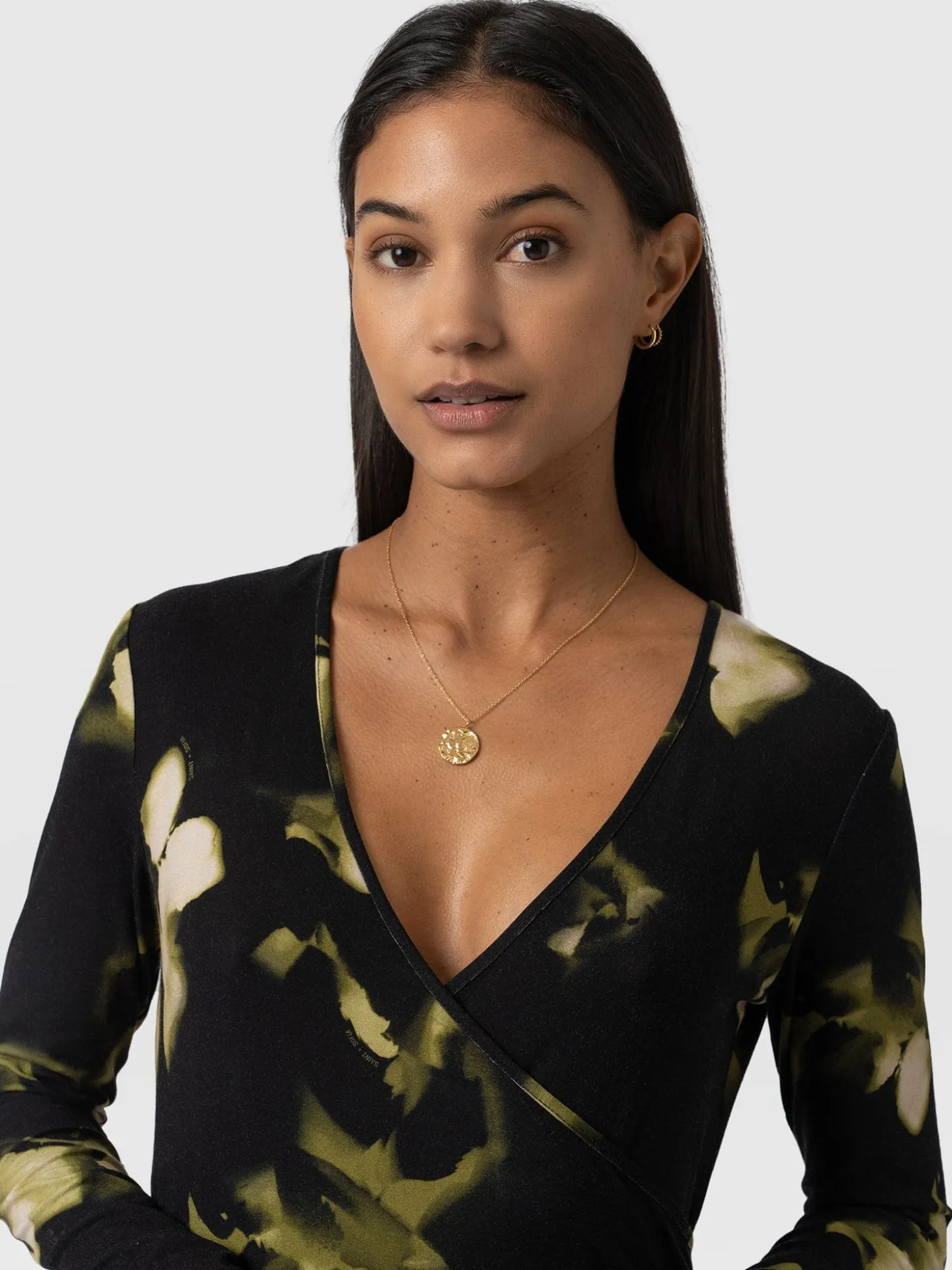 Maggie Wrap Midi Dress - Green Aurora