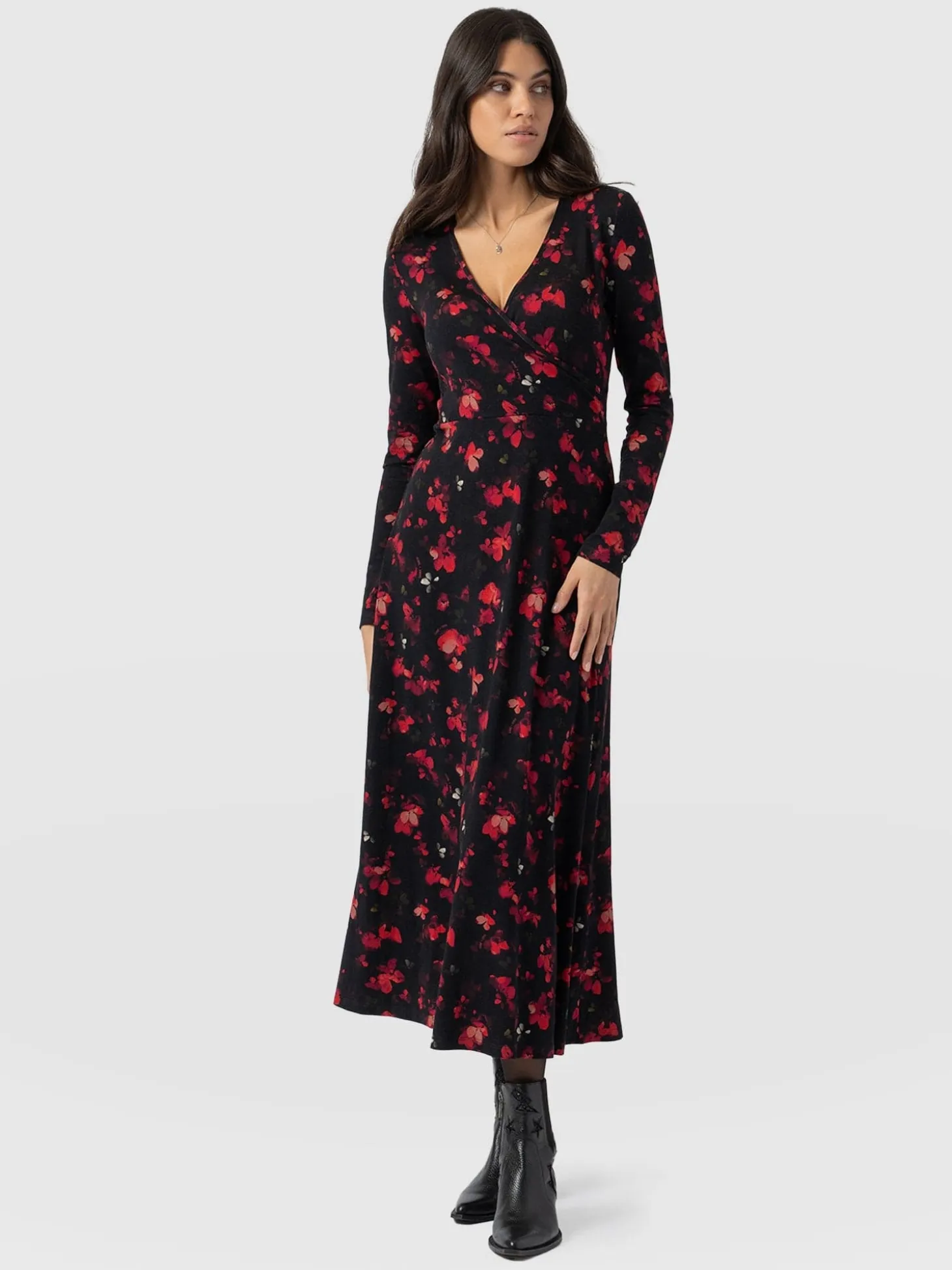 Maggie Wrap Midi Dress - Pink Aurora