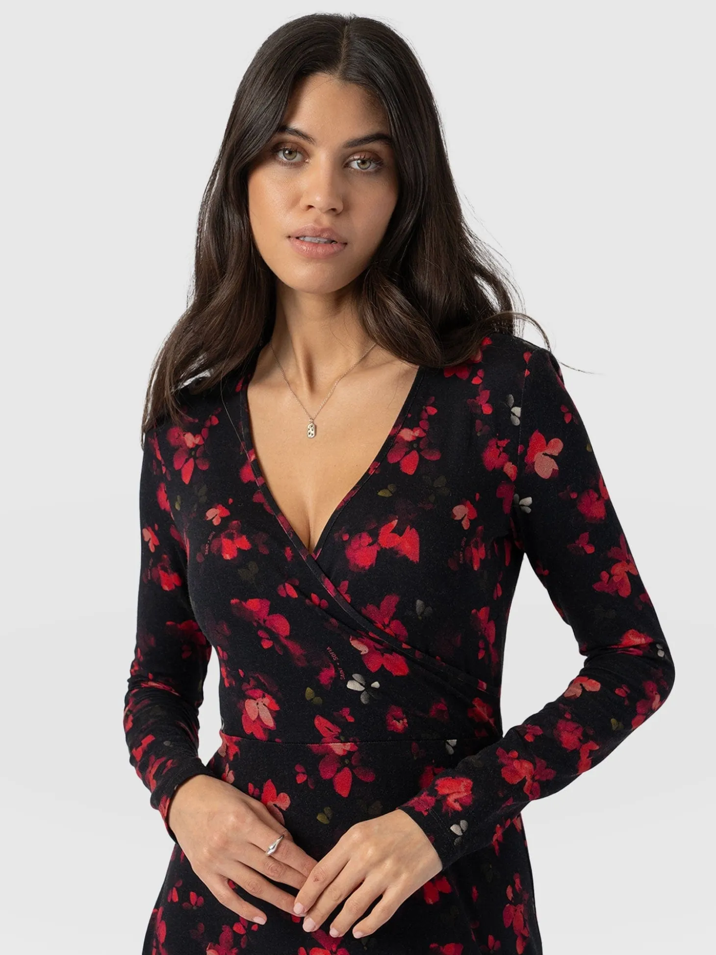 Maggie Wrap Midi Dress - Pink Aurora