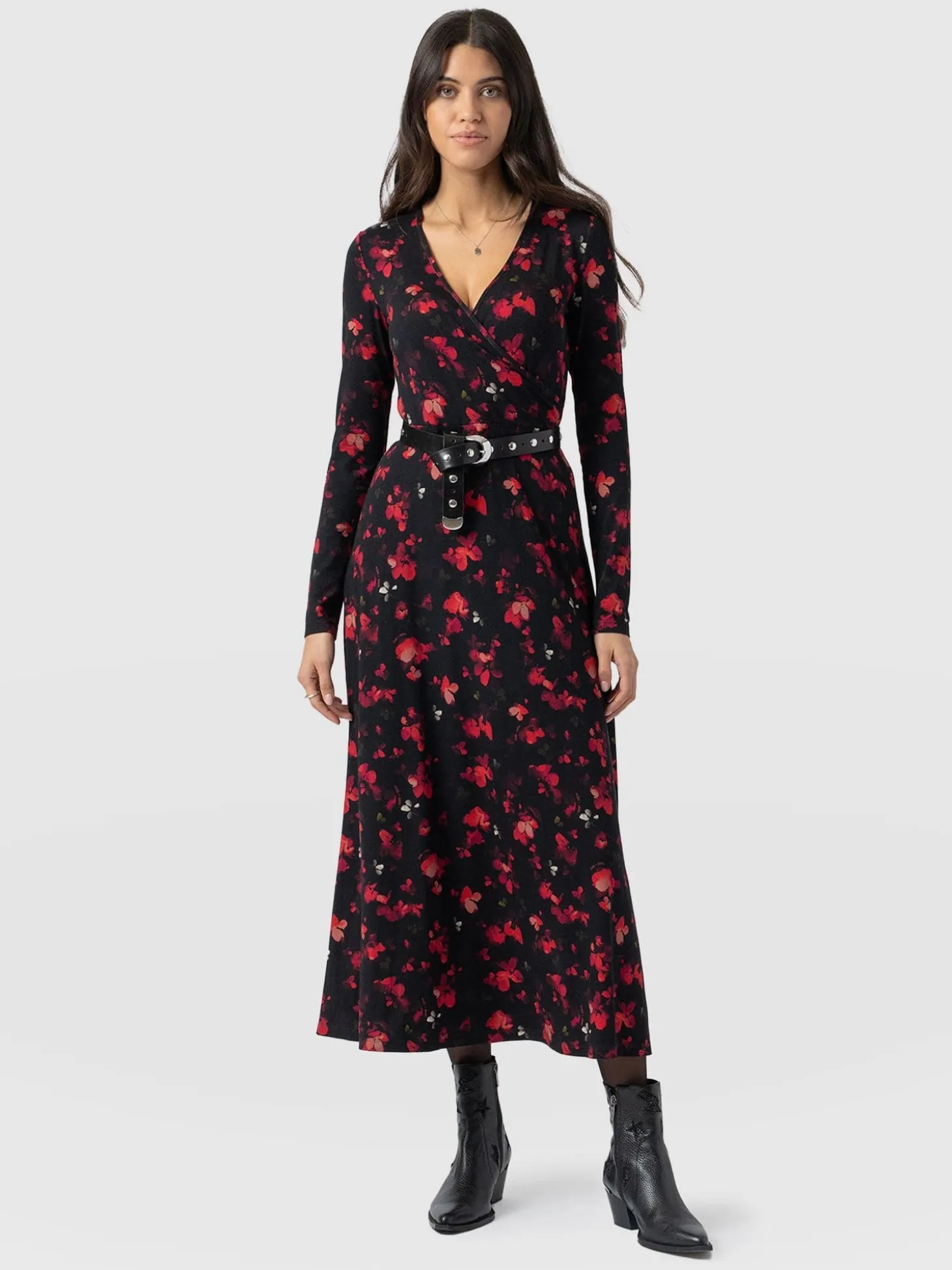 Maggie Wrap Midi Dress - Pink Aurora