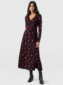 Maggie Wrap Midi Dress - Pink Aurora