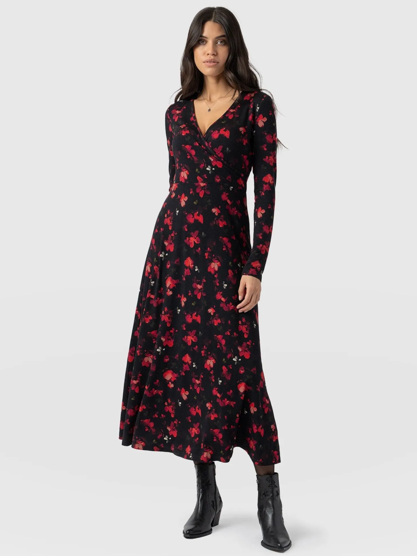 Maggie Wrap Midi Dress - Pink Aurora