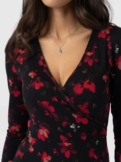 Maggie Wrap Midi Dress - Pink Aurora
