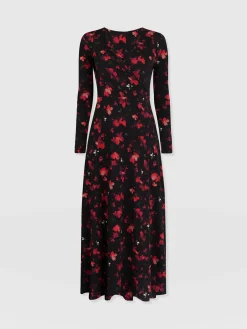 Maggie Wrap Midi Dress - Pink Aurora