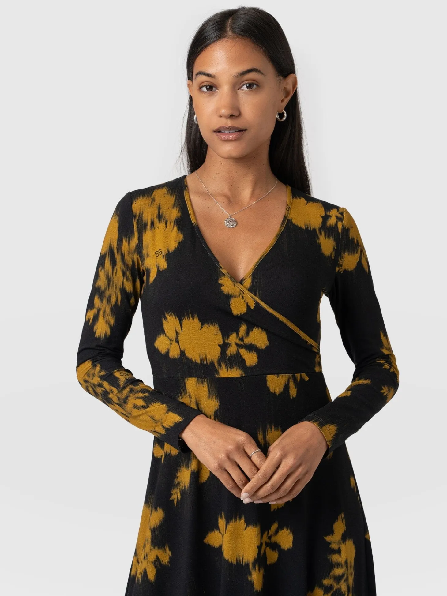 Maggie Wrap Midi Dress - Yellow Fade Floral