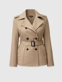Marion Double Breasted Short Trench - Beige