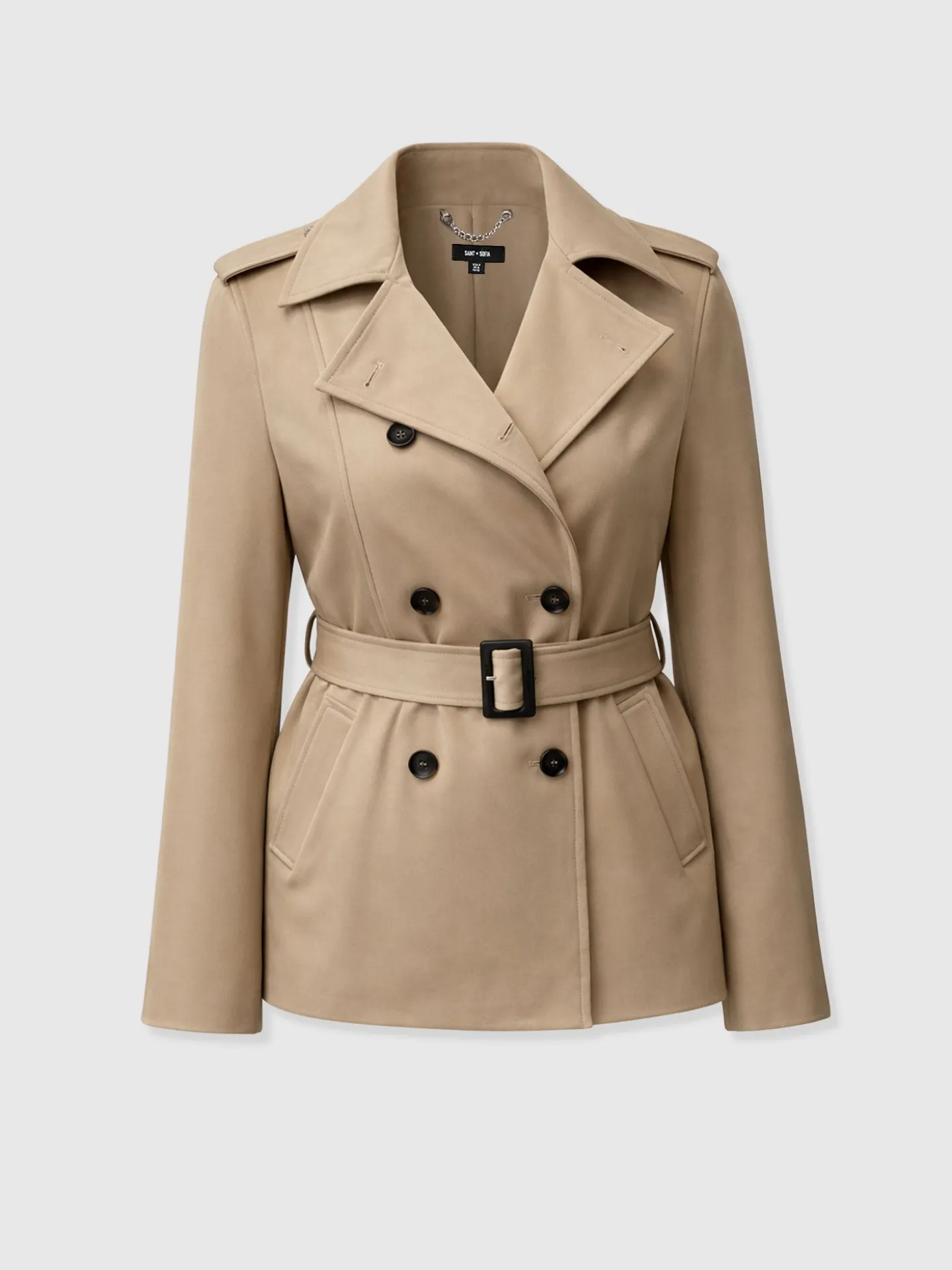 Marion Double Breasted Short Trench - Beige