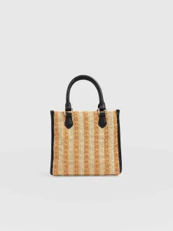 Mia Mini Tote Bag - Orange Raffia