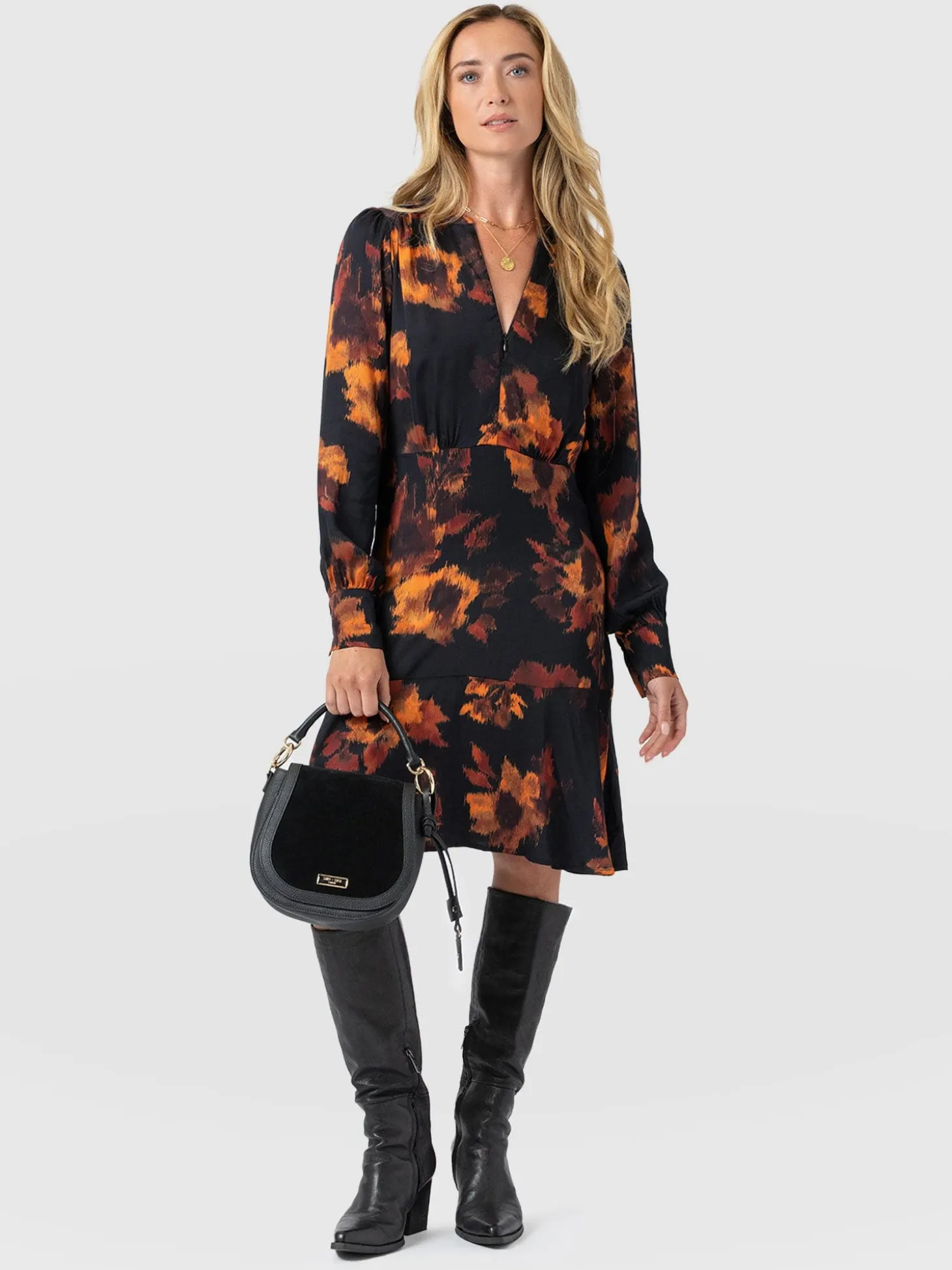 Mini Adaline Zip Up Dress - Autumn Floral