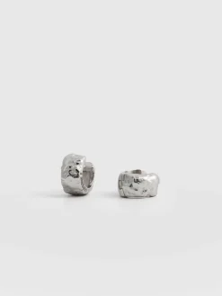 Molten Huggie Earrings - Silver
