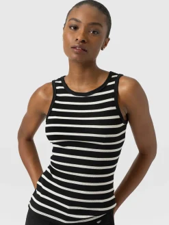 Nova Racer Vest - Black & White Stripe