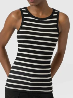 Nova Racer Vest - Black & White Stripe
