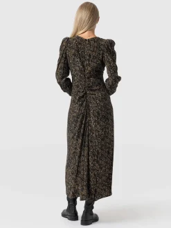 Paloma Ruched Dress - Ditsy Leopard