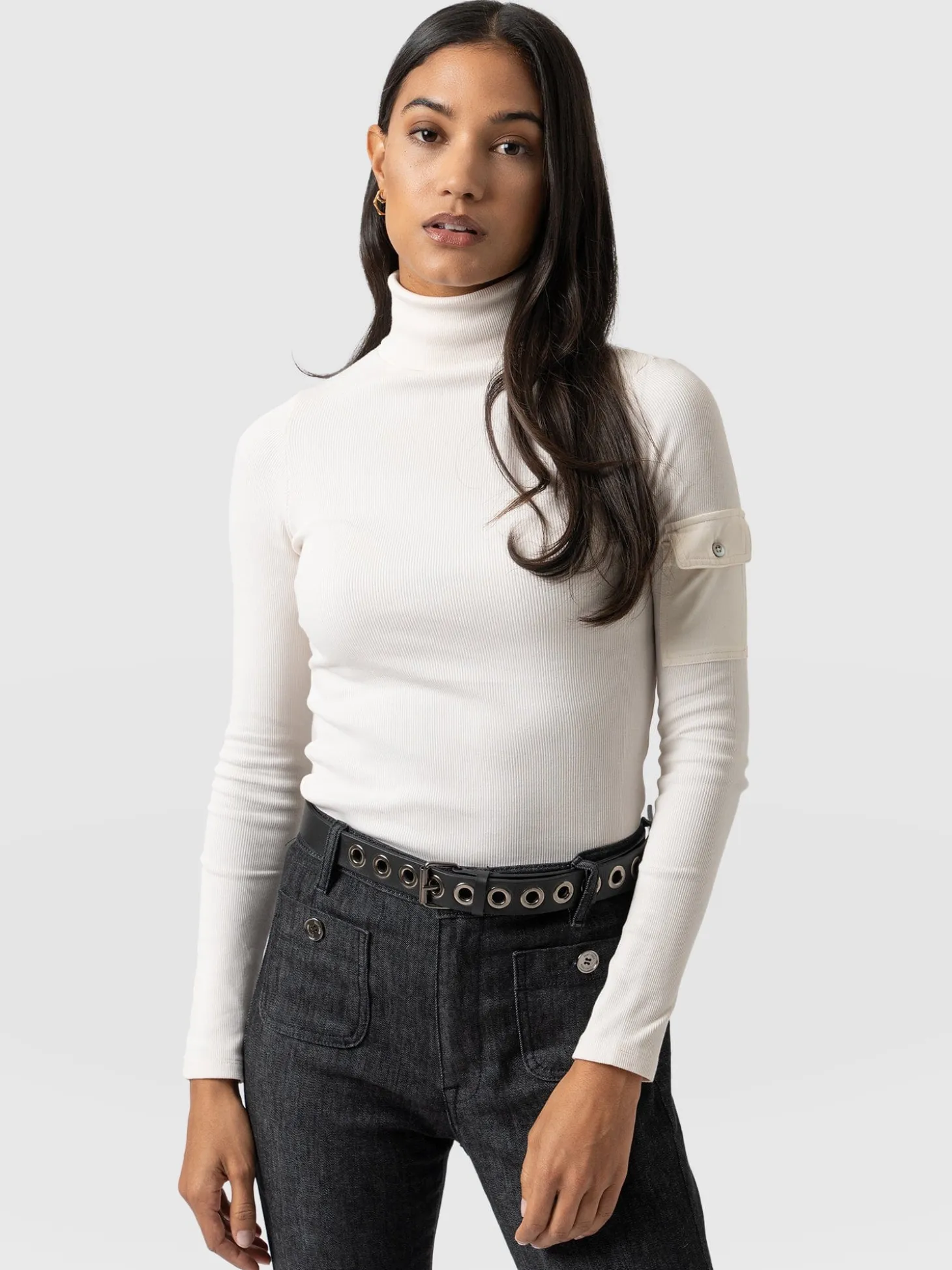Pocket Turtle Neck - Cream