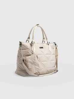 Quilted Selene Shopper Bag - Cream