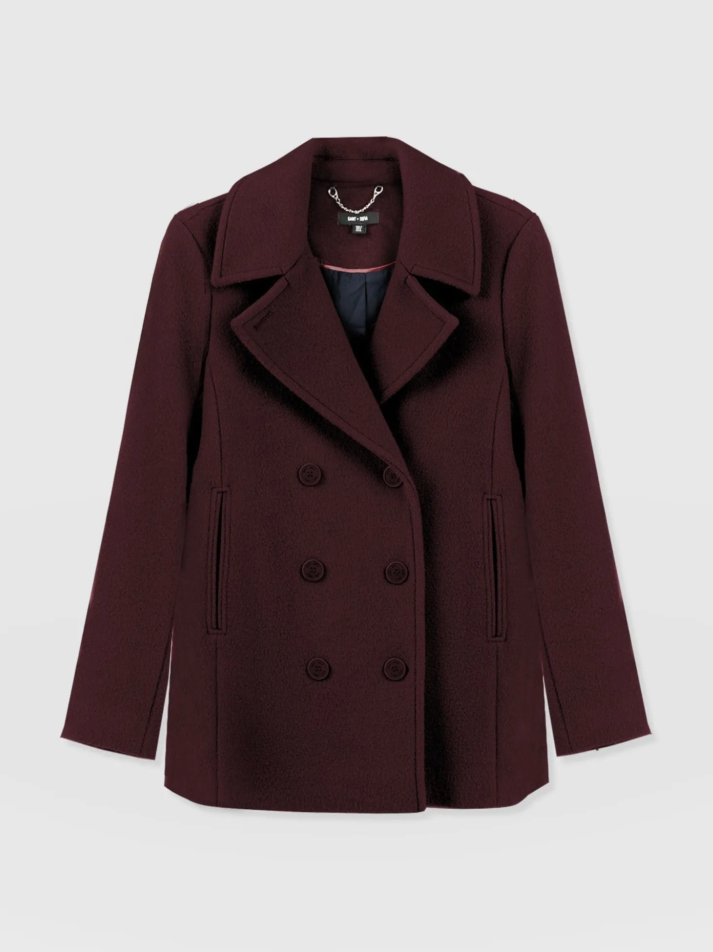 Quinn Pea Coat - Maroon