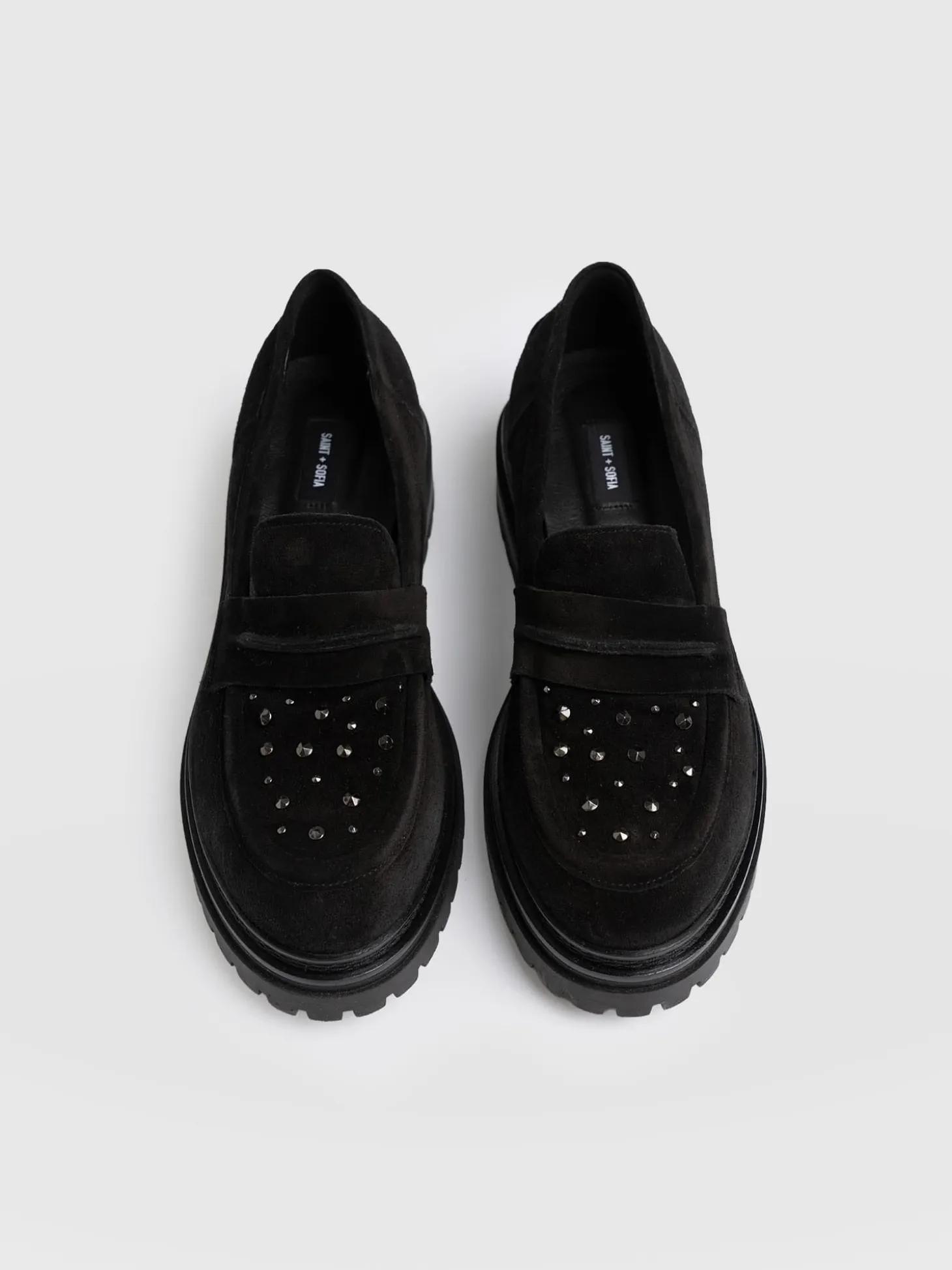 Raine Studded Loafer - Black Suede