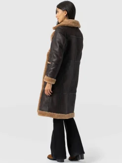 Ramone Shearling Reversible Coat - Brown