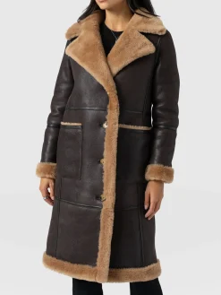 Ramone Shearling Reversible Coat - Brown