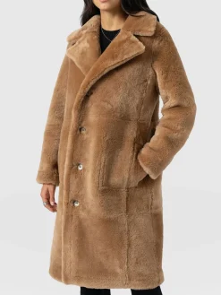 Ramone Shearling Reversible Coat - Brown