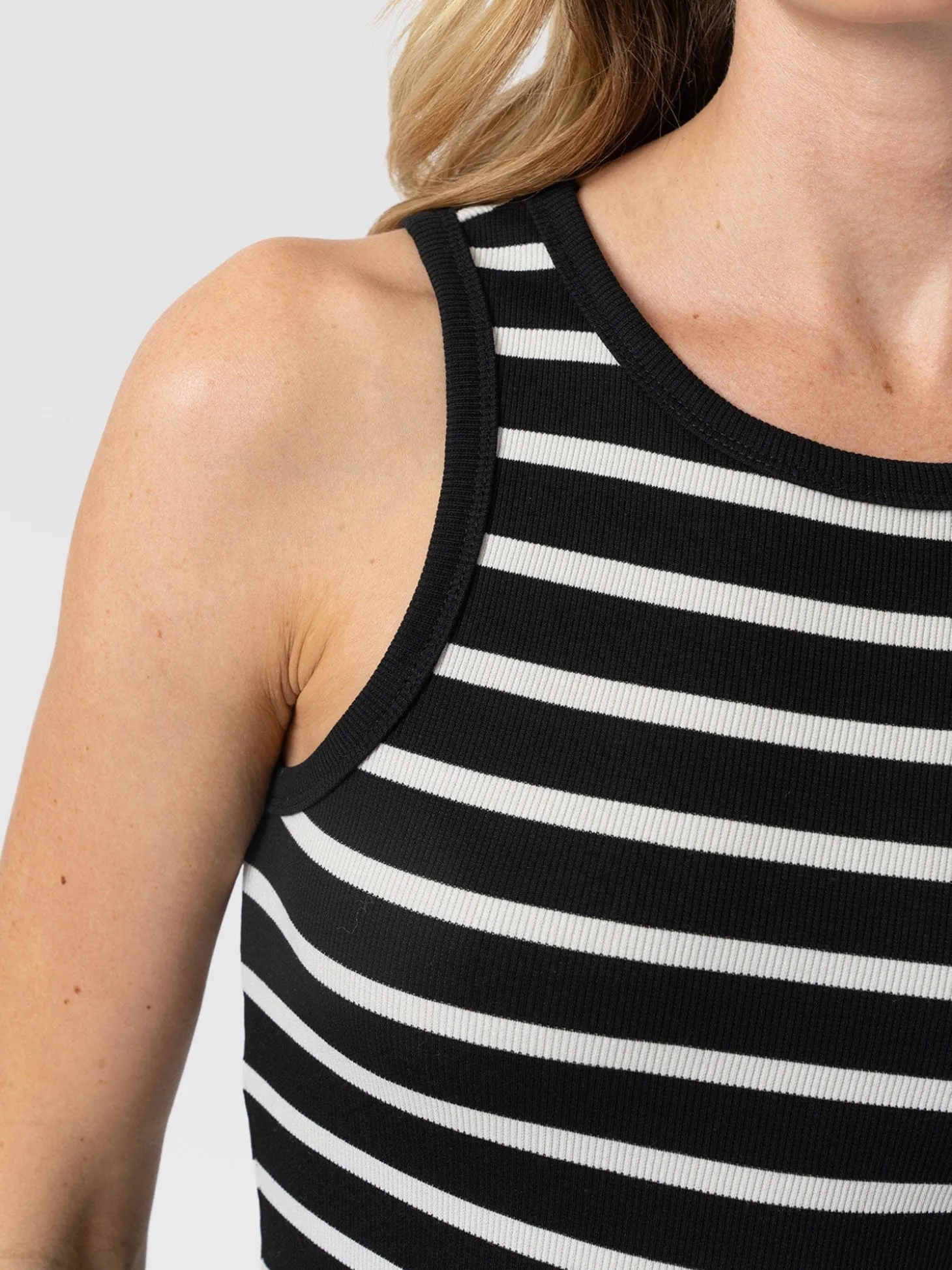 Renee Contrast Dress - Black & White Stripe