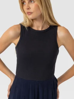 Renee Contrast Dress - Navy