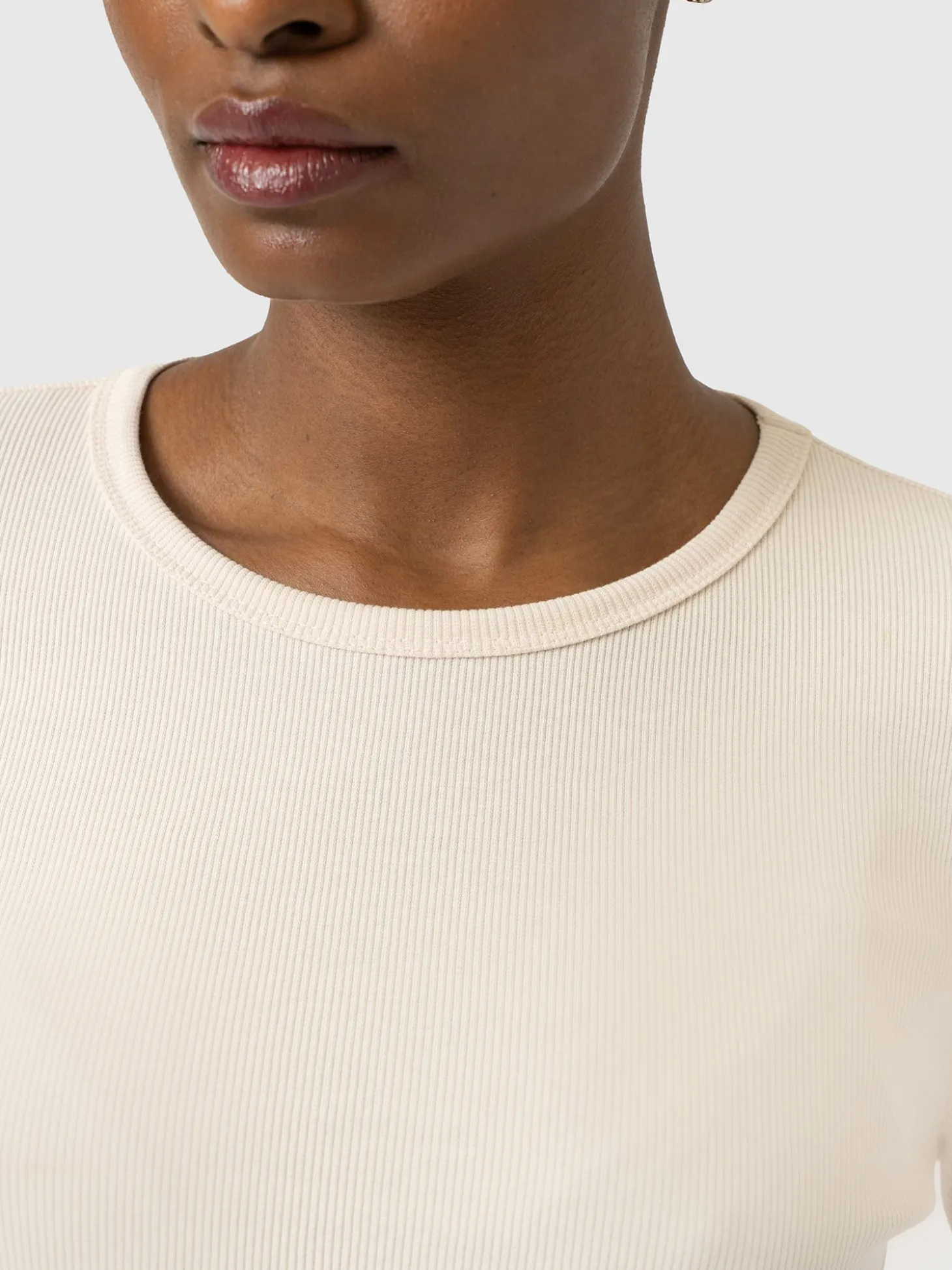 Ribbed Long Sleeve Tee - Cream