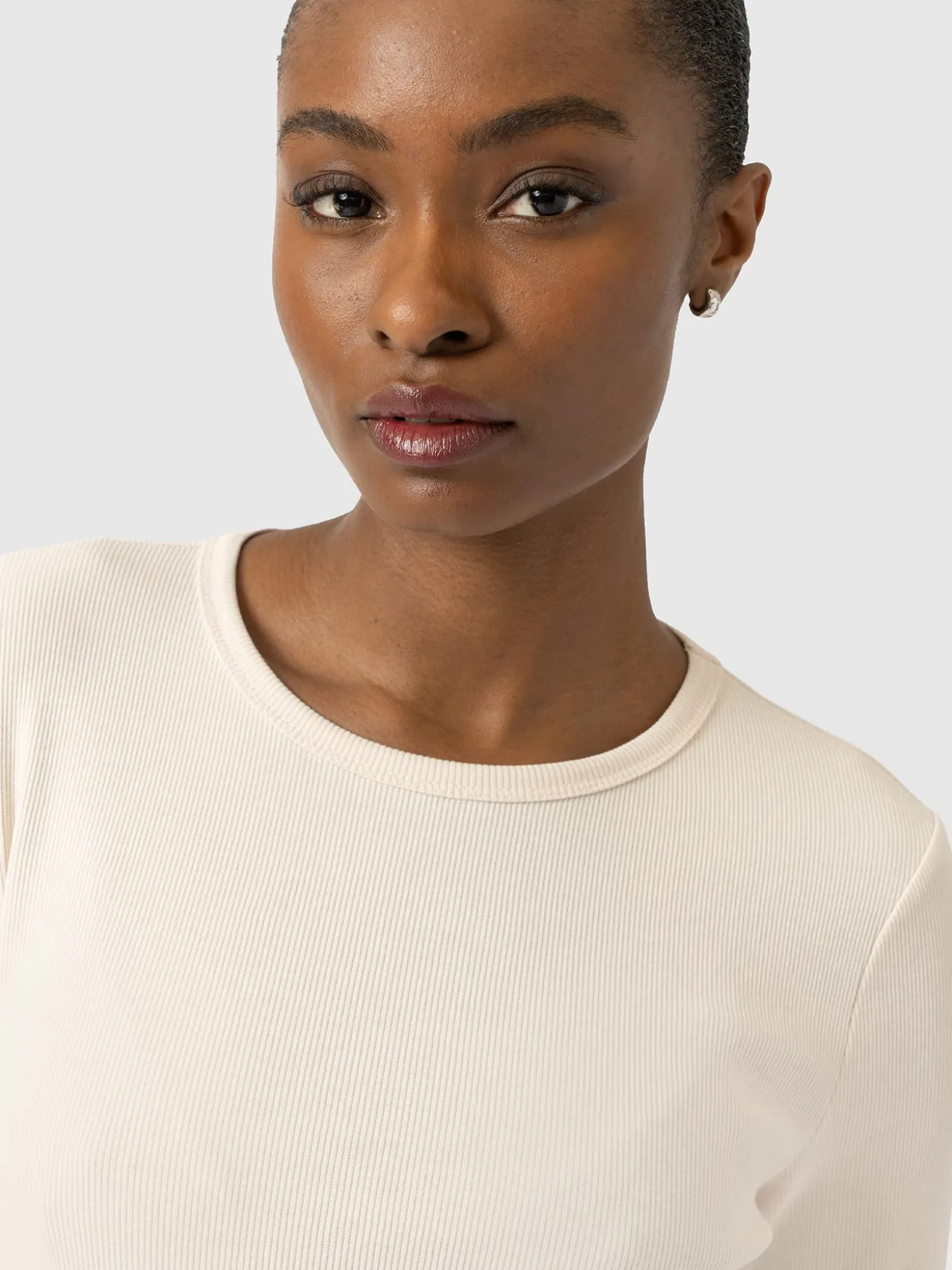 Ribbed Long Sleeve Tee - Cream