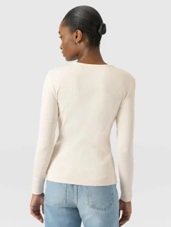 Ribbed Long Sleeve Tee - Cream