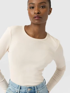 Ribbed Long Sleeve Tee - Cream