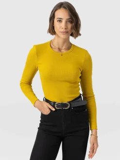 Ribbed Long Sleeve Tee - Mustard