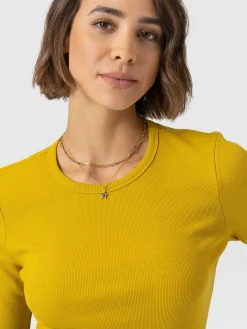 Ribbed Long Sleeve Tee - Mustard