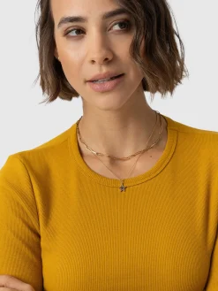 Ribbed Long Sleeve Tee - Ochre