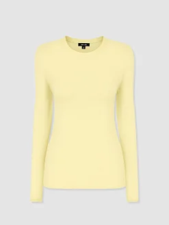 Ribbed Long Sleeve Tee - Pale Yellow