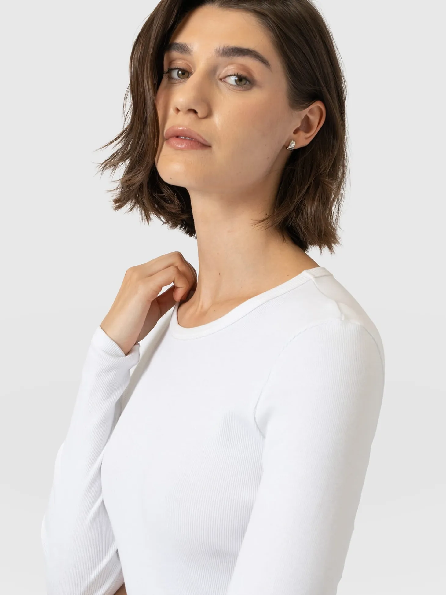 Ribbed Long Sleeve Tee - White