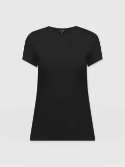Ribbed Short Sleeve Tee - Black