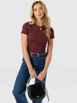 Ribbed Short Sleeve Tee - Burgundy
