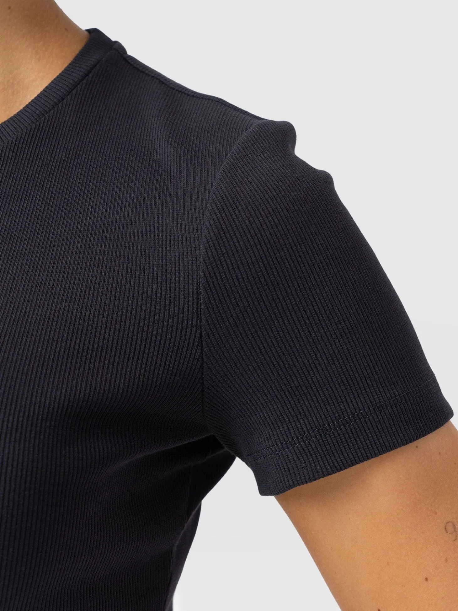 Ribbed Short Sleeve Tee - Navy