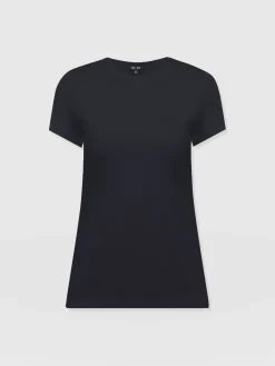 Ribbed Short Sleeve Tee - Navy