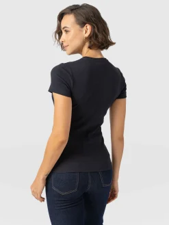 Ribbed Short Sleeve Tee - Navy