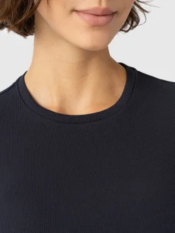 Ribbed Short Sleeve Tee - Navy