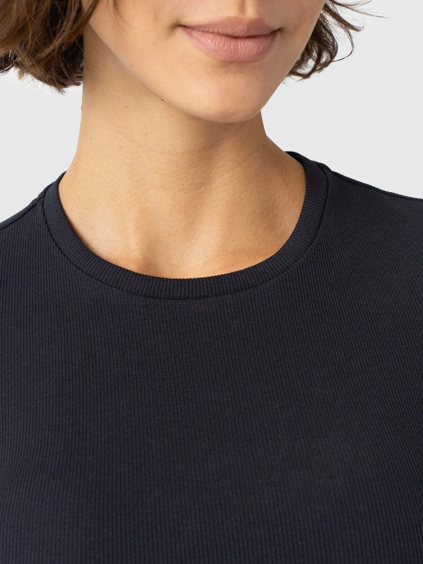 Ribbed Short Sleeve Tee - Navy