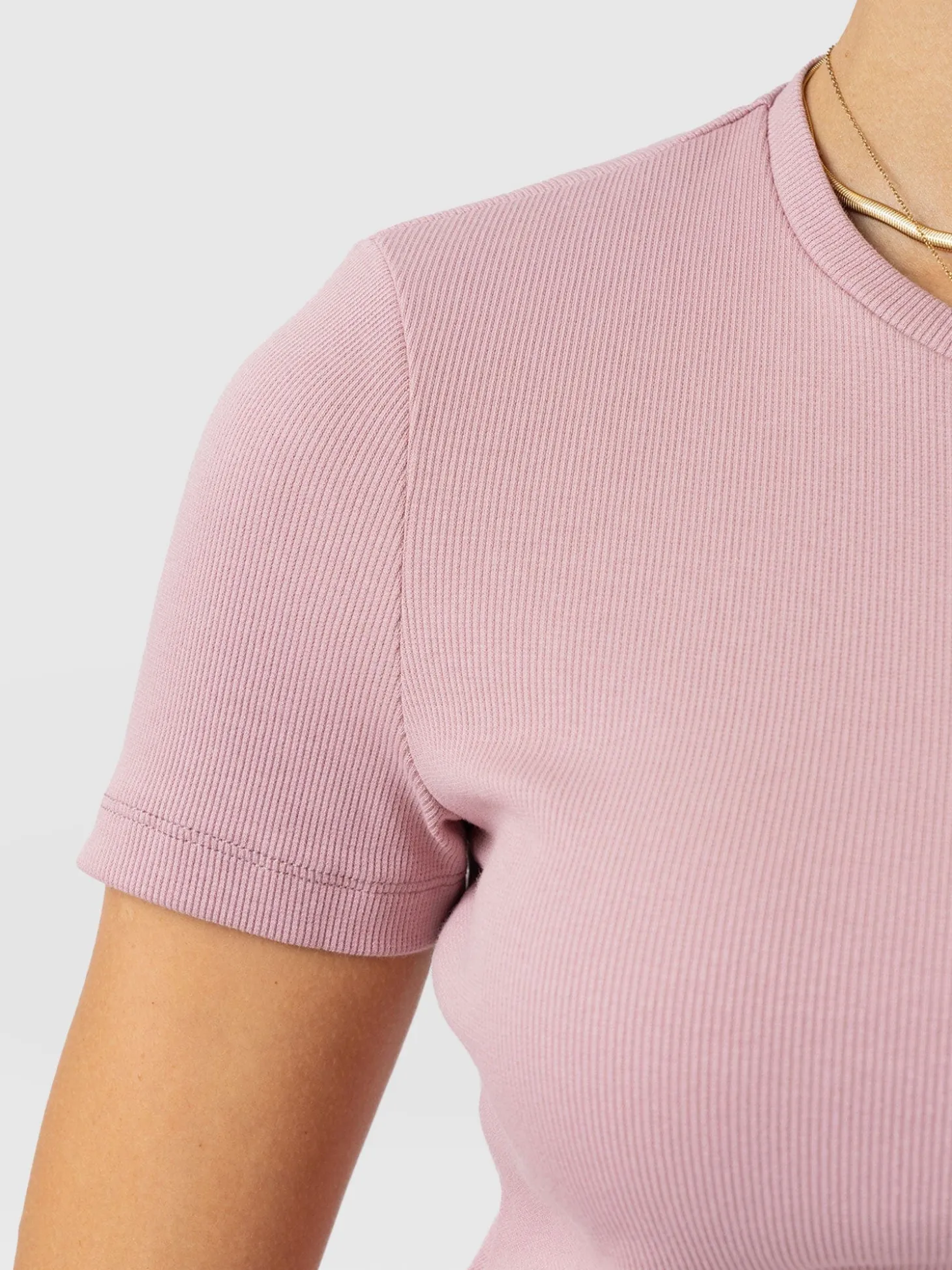 Ribbed Short Sleeve Tee - Pale Pink