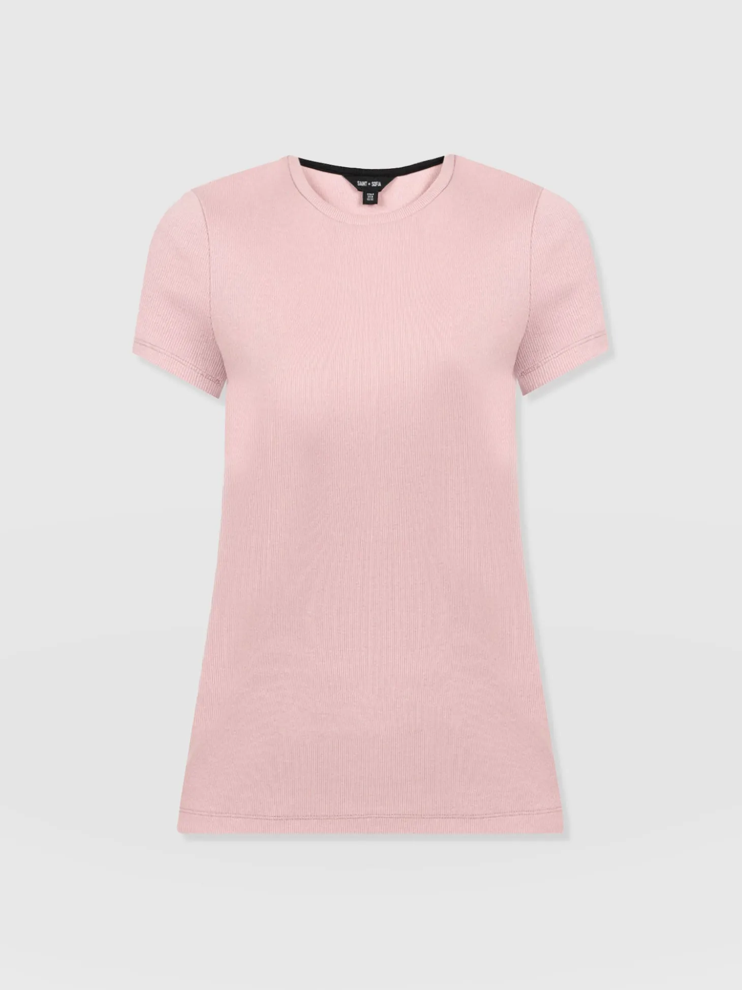 Ribbed Short Sleeve Tee - Pale Pink