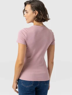 Ribbed Short Sleeve Tee - Pale Pink