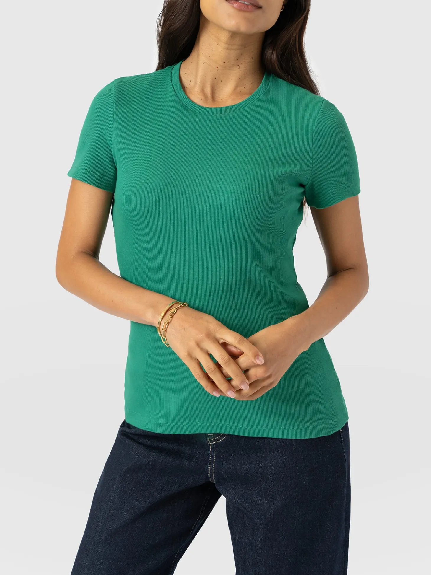 Ribbed Short Sleeve Tee - Sea Green