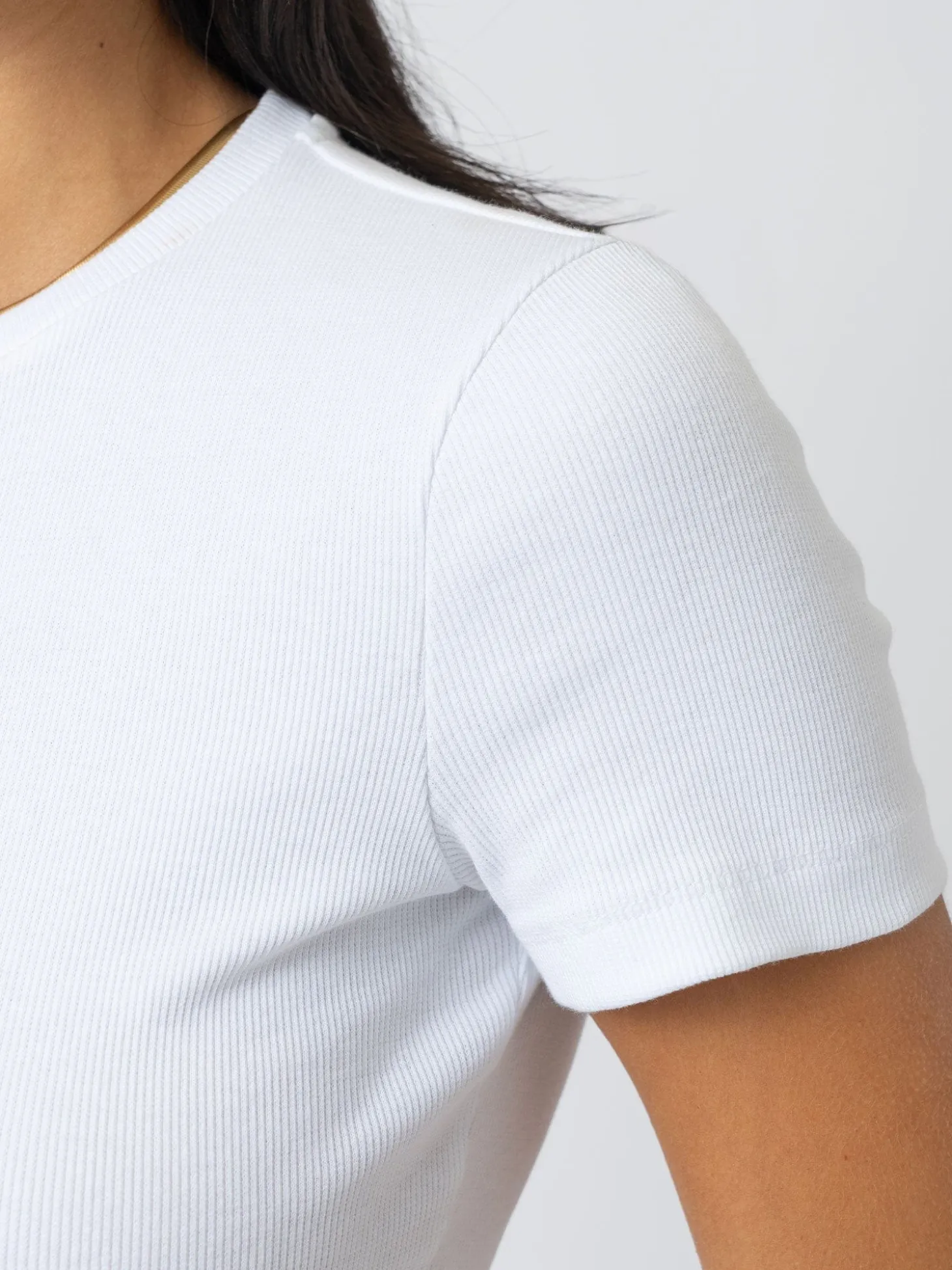 Ribbed Short Sleeve Tee - White