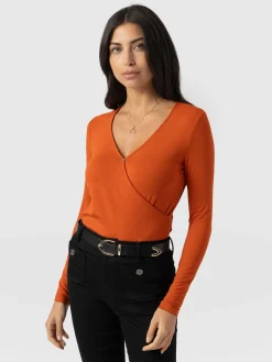 Rosa Wrap Tee Long Sleeve - Amber
